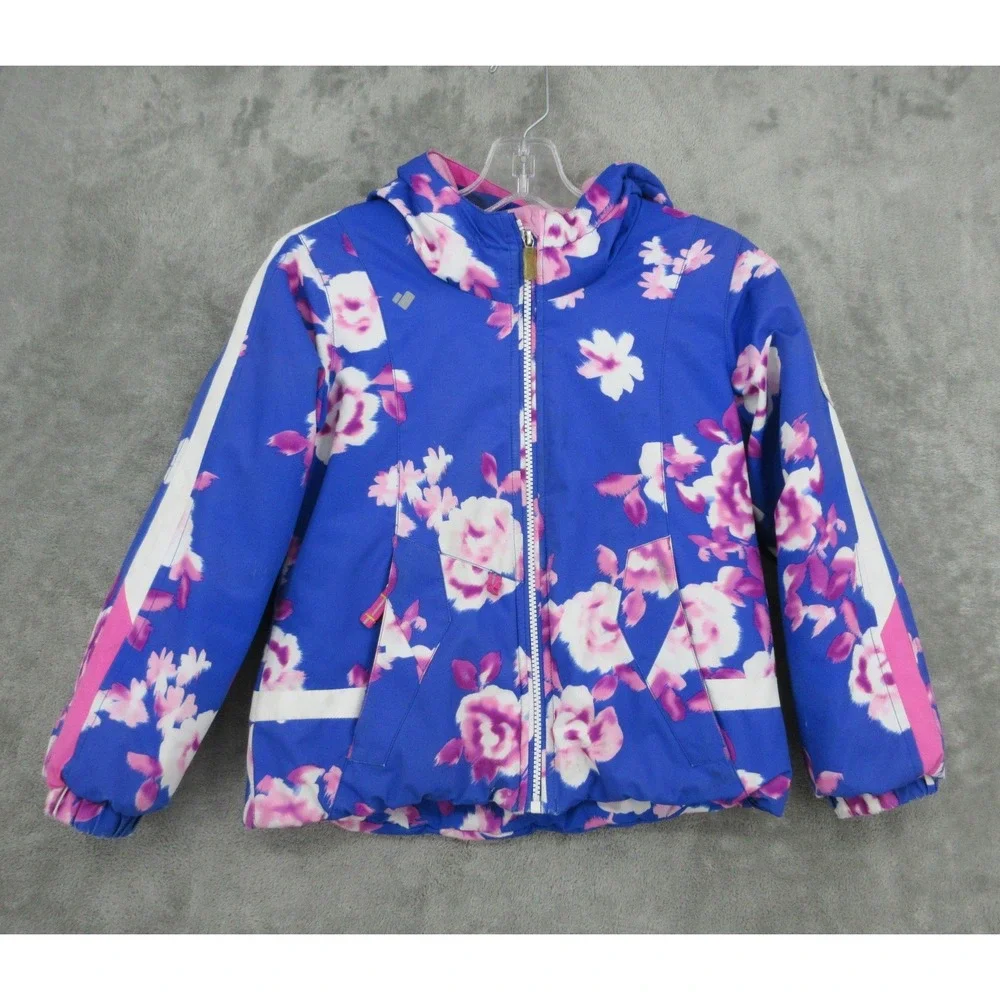 Obermeyer Jacket Girls Size 8 Floral Hooded Insulated Winter Puffer Snow Ski